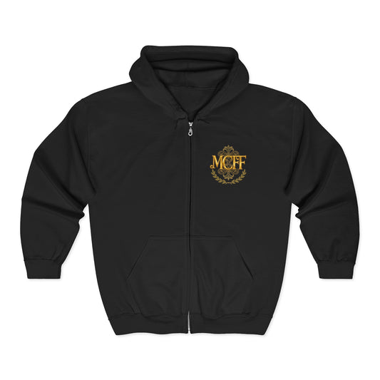 2026 Mesa County Fantasy Faire Monogram Zip Hoodie — Official Faire Logo