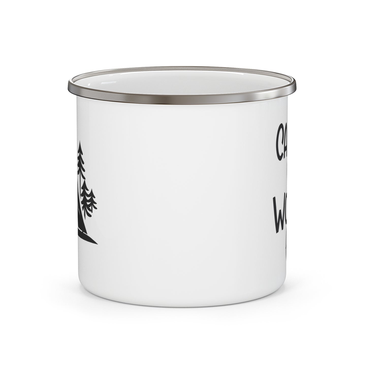 Camping Enamel Mug | Camp More Worry Less | Outdoor Adventure Coffee Cup, Gift for Campers, Rustic Camping Supplies, Hiking Mug