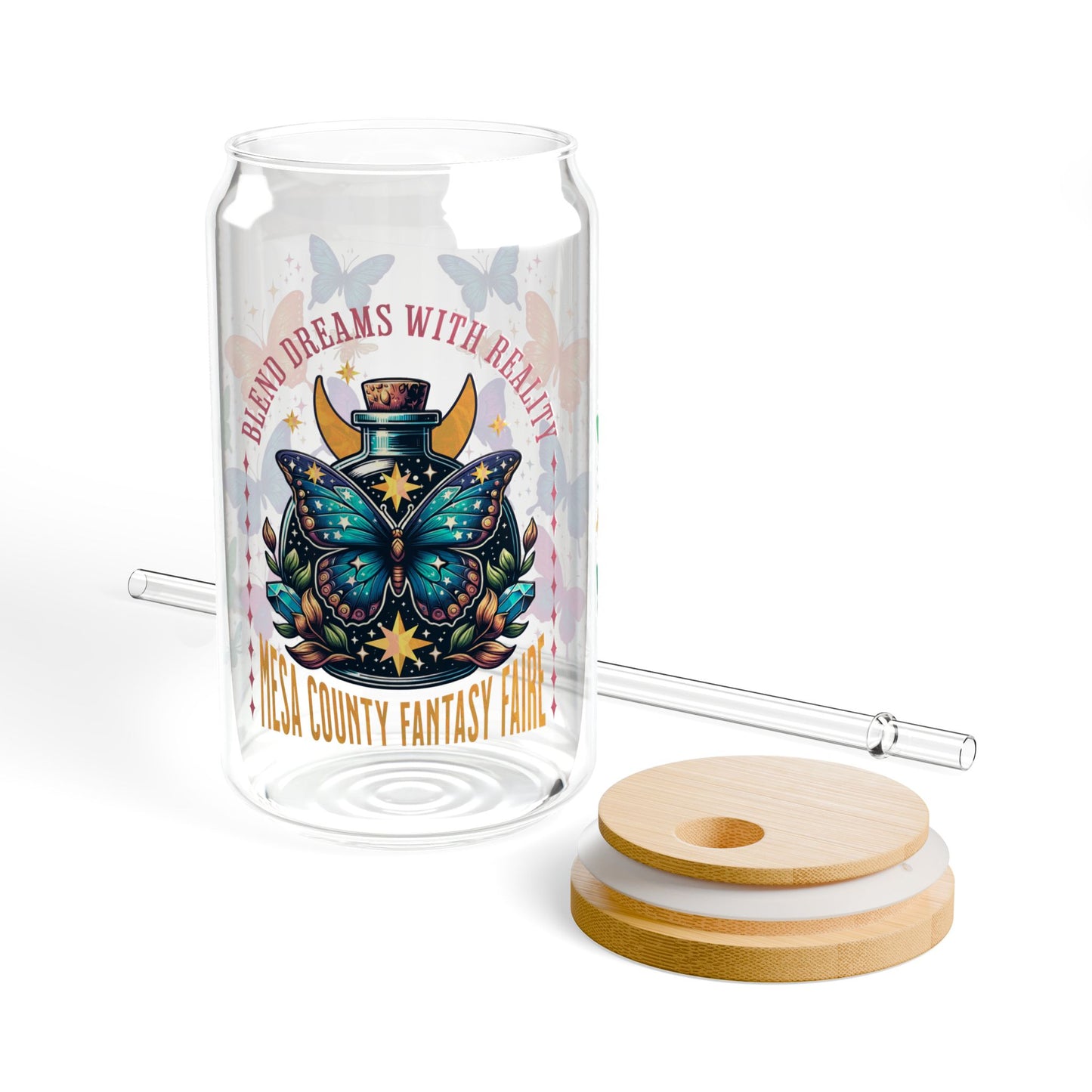 2026 Mesa County Fantasy Faire Limited Edition Butterfly Dreams Sipper Glass — 16oz