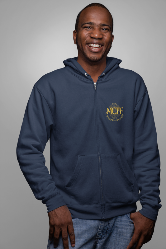 2026 Mesa County Fantasy Faire Monogram Zip Hoodie — Official Faire Logo